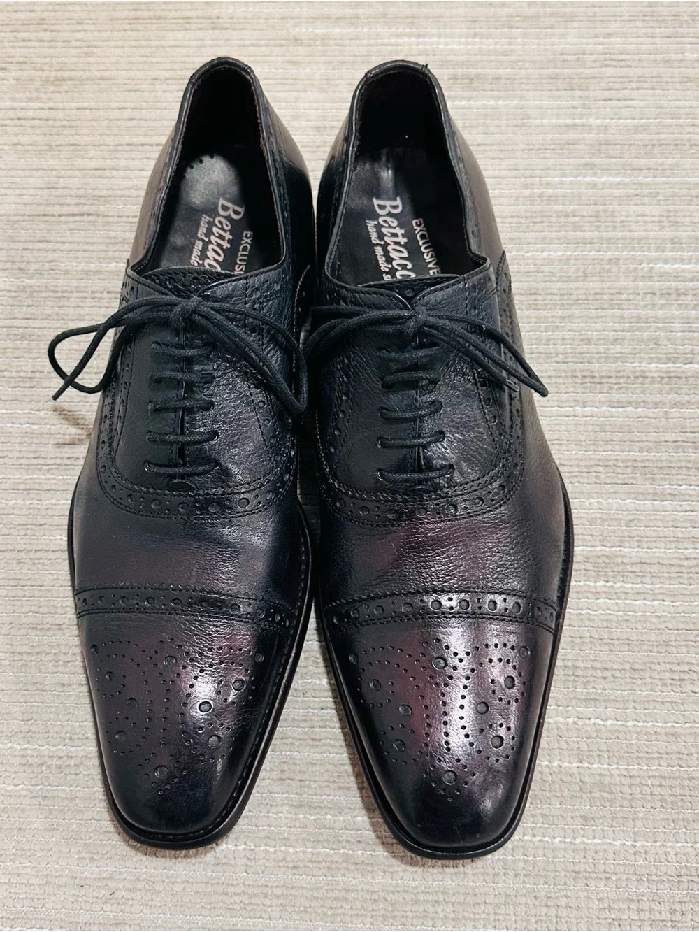 Bettaccini Exclusive Hand Made Shoes Oxford Brogue Men's 8 US / 41 EU Italy